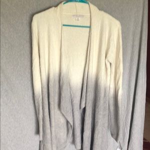 Barefoot dreams gray white/cream unique cardigan